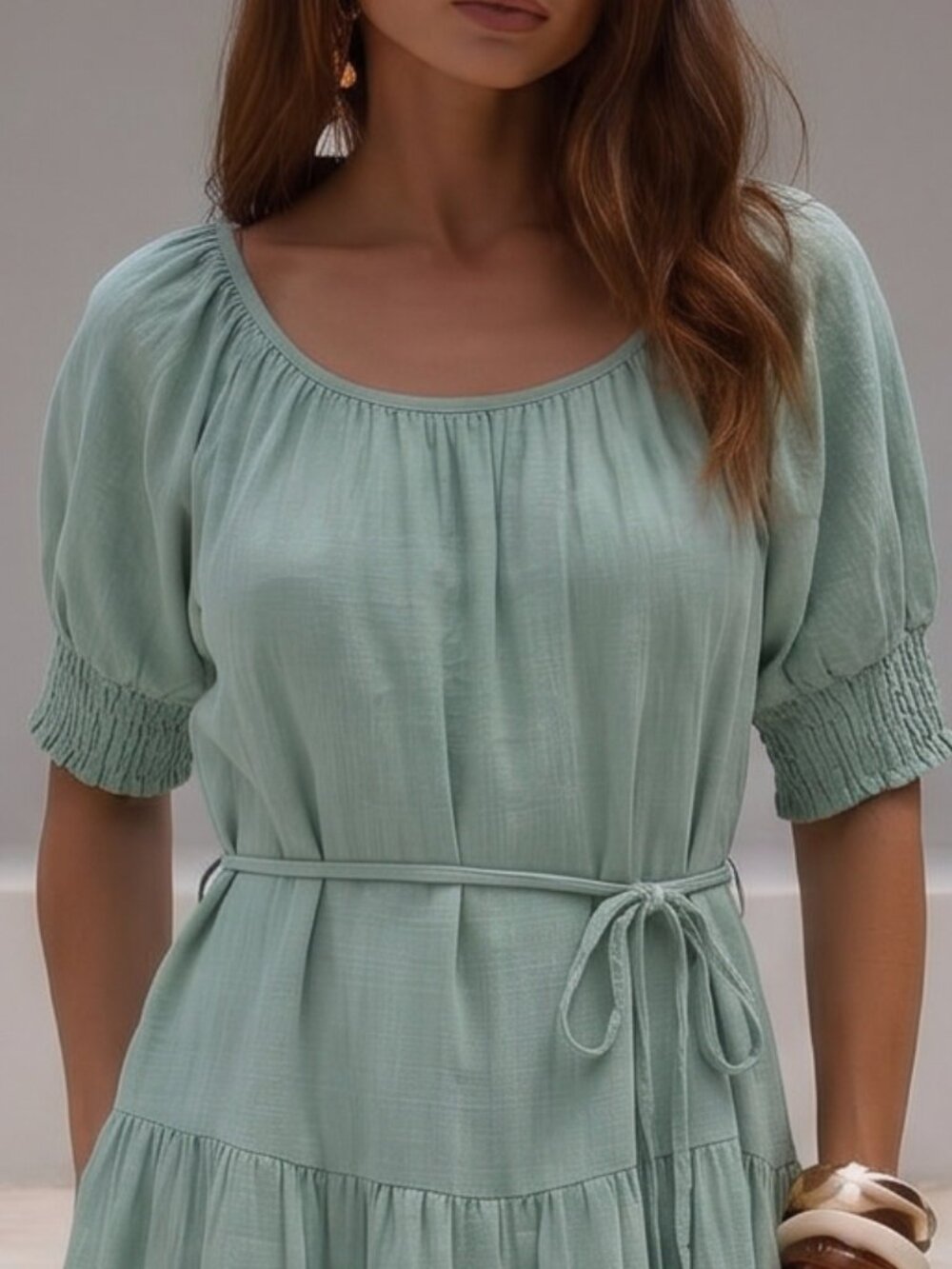 Ces Femme Mint Green Tiered Mini Dress - Picture 4 of 13